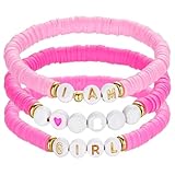 UMODE Pink Girl Theme Friendship Bracelets for Women, Beaded Outfit Jewelry Gifts for Adults, Cowgirl Costume Birthday Party Accessories Clothes Shirt Dress Decorations Supplies