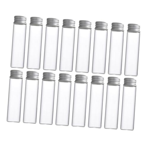 PLAFOPE 50pcs Small Glass Bottles Aluminum Caps Leakproof Sample Bottles for Ink Pigment Powder Storage