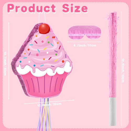 Harrycle EU-HARRYCLE-29874 Cupcake Birthday Piñata Donut Cake Piñata Small Pull String Piñata thumb #2
