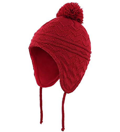 Image of Connectyle Toddler Boys Girls Beanie Hat Fleece Lined Knit Kids Hat with Ear Flaps Warm Winter Hat Acrylic Watch Hat