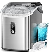 Kismile Nugget Ice Makers Countertop, Portable Sonic Ice Machine with Self-Cleaning/One-Click Ope...