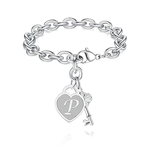 TONY & SANDY Initial Charm Bracelets for Girls Women Stainless Steel A-Z Bracelet Personalized Gifts Birthday Graduation Easter Basket Stuffers for Teen Girls Jewelry (Various Design)
