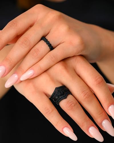 Rinfit Silicone Rings for Women - Rubber Wedding Bands - Thin and Stackable Bridal Ring Sets (Set of 7)3