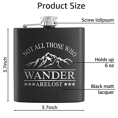 Touner Not All Those Who Wonder Are Lost Hip Flask For Shot Drinking Of Whiskey And Vodka, Groomsmen Gifts, Wedding Valentine's Christmas Gift, Wedding Hip Flask, Brother Gift #TOP1