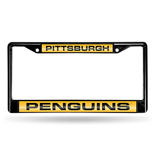 Rico Industries Ricepod NHL Pittsburgh Penguins Black Black Laser Cut Chrome Frame 12" x 6" 12" x 6" Black Laser Cut Chrome Frame - Car/Truck/SUV Automobile Accessory