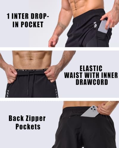 Men's 2 in 1 Running Shorts 5 inch Athletic Workout Gym Shorts with Liner - 4
