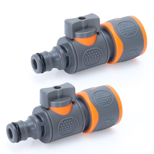 Garden Hose Pipe Tube Quick Release in Line Shut Off Valve, Connector with Control Valve, Valve Extender with Matching Hose End Quick Connectors for Horticultural Irrigation Garden (One Male 2pcs)