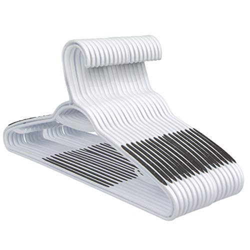 OIKA Plastic Hangers 40 Packs Bendable Coat Hangers Built-in Grip Strip Non-Slip Pads-Works Perfectly as Clothes Hangers, Pants Hangers, Suit Hangers