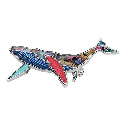 Image of Enamel Shark Brooch Pins Summer Jewelry Zinc Alloy Whale Dolphin Ocean Animals Brooches for Women Girls Gifts Scarf Pin Charms