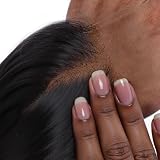 2x6 Frontal Hd Lace Closure Human Hair Middle part Invisible Skinlike Hd Lace, Bleached Knot Pre-Plucked 2 by 6 Lace Frontal Closure, 16 Inch Straight Human Hair Closure With Baby Hair Natural black