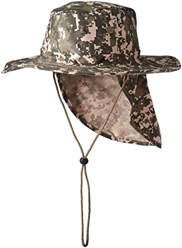 Military Camouflage Boonie Bush Safari Outdoor Fishing Hiking Hunting Boating Snap Brim Hat Sun Cap with Neck Flap