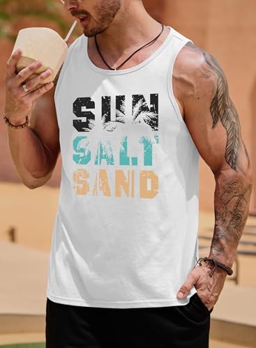 Image of VOGSTART Mens Hawaiian Beach Tank Tops Summer Vacation Muscle Top Graphic Sleeveless Shirts (S-3XL)