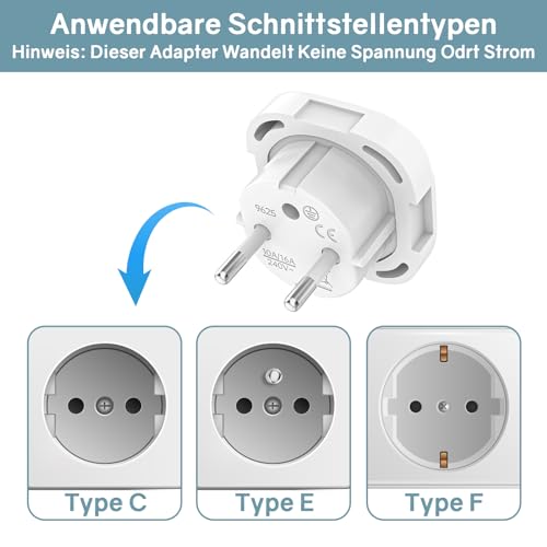 VIEVRE 2 Stück Adapter UK auf DE, Travel Adapter England Deutschland Stecker, Reisestecker Typ G Steckdose, Steckdosenadapter England für EU zu England/Schottland/Irland/Dubai/Maldives, Weiß