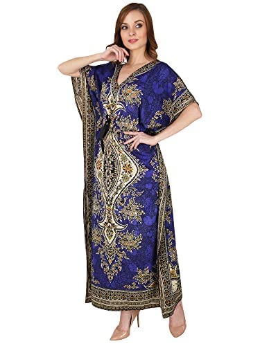 Vestido caftán largo azul Ukal ideal para tardes de verano y playa 4