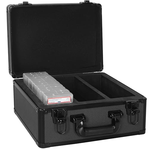 AKOZLIN Graded Card Case Pudełko do przechowywania kart ze stopu aluminium kompatybilne ze 100 płytami na karty, sportowe etui na karty kolekcjonerskie pasujące do PSA, CSG, BGS i Top Loaders, 35,56