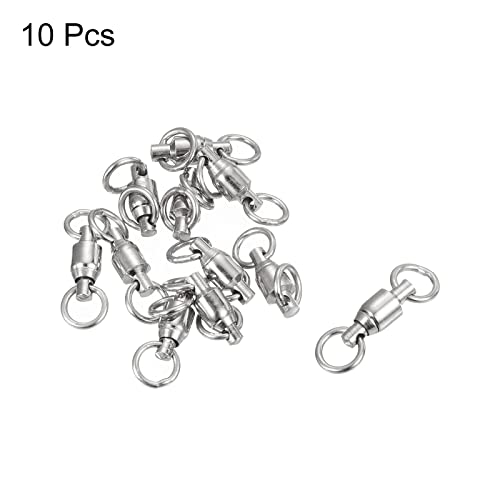 PATIKIL Ball Bearing Swivel, 10 Pack 50lb Carbon Steel Solid Welded Ring Fishing Tackle Connector, Silver - Image 3