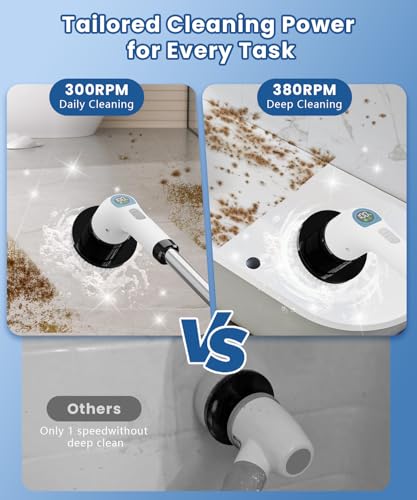 Electric Spin Scrubber, Cordless Cleaning Brush with 10 Cleaning Tools, 2H Long Battery Life, Adjustable Handle, IPX7 Waterproof Power Scrubber for Bathroom, Tub, Tile, and Car Cleaning - Image 4