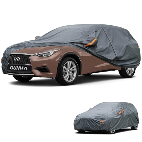 Image of GUNHYI Premium Car Cover Custom Fit Infiniti QX30, 16 Layers Heavy Duty Car Cover Waterproof All Weather with Zipper Door for Sun Rain Snow Dust Uv Protection