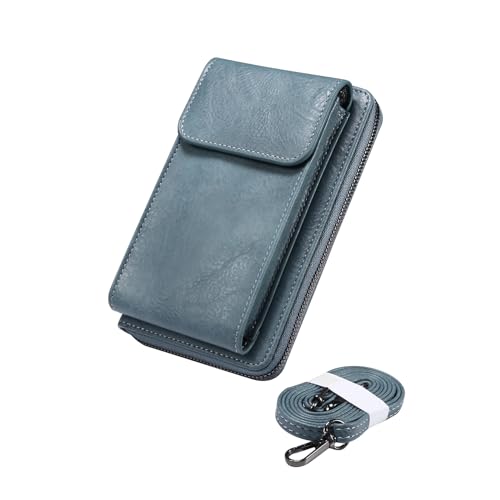 ZORSOME Mały portfel torba na ramię crossbody dla kobiet, mini podróżny portfel na telefon komórkowy torebka z przegródkami na karty kredytowe, NIEBIESKI