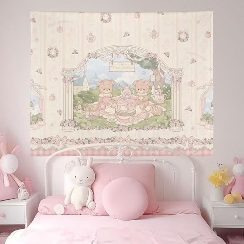 HOKMAH Cute Wall Tapestry Hanging Cutecore Decor, Y2k Wall Hanging Kawaii Aesthetic Cutecore Coquette Preppy Banners Dorm (50 * 60'',Type-B)