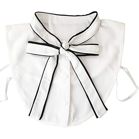 Vpang Stylish Detachable Half Shirt Blouse False Collar Big Bowknot Chiffon Fake Collar Dickey Collar (White) Cover