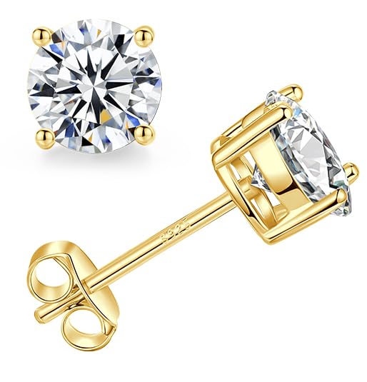 Moissanite Stud Earrings for Women Men : 0.6-4CT 18K White Gold Plated Solid S925 Sterling Silver Earring Hypoallergenic Dainty Flat Diamond Earrings Wedding Jewelry for Women Men D Color VVS1 Clarity