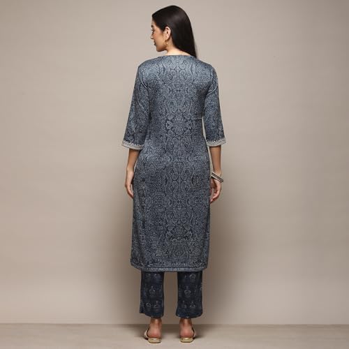 Image of BIBA Women Polyester Straight Printed Suit Set