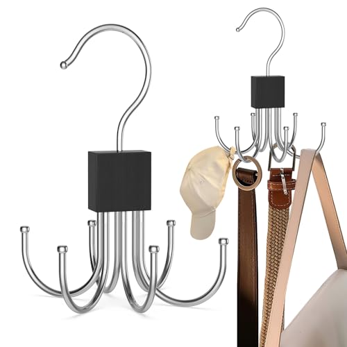Multi-Purpose Rotatable Belt Hanger & Organizer for Closet - Space-Saving Storage for Belts, Bras, Hats, Tank Tops, Ties, Scarves, and Purses