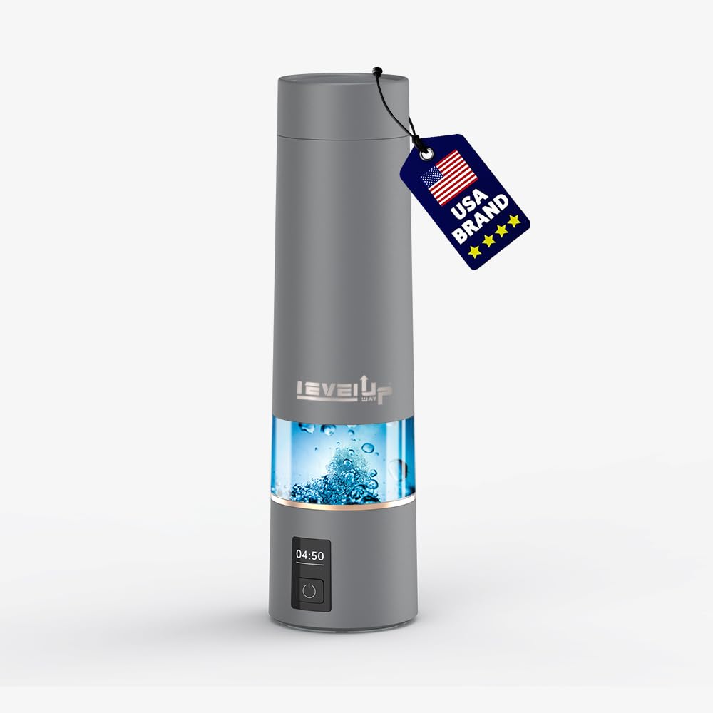 LevelUpWay - 2025 Hydrogen Water Bottle – Advanced SPE/PEM Technology – Generates Up to 5000 PPB – 250ml – Portable Hydrogen-Enriched Water Bottle with Breathing Adapter