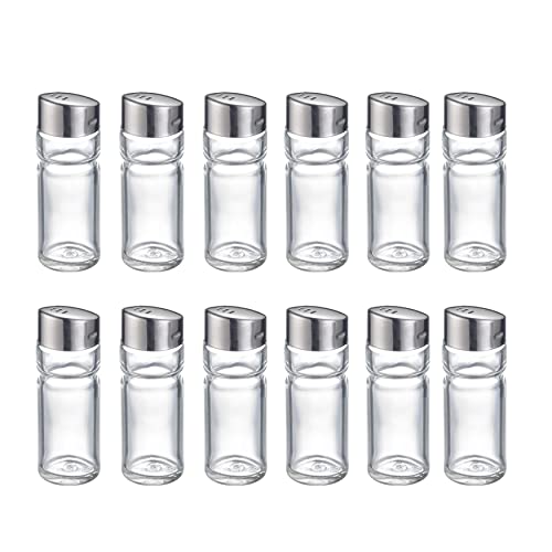 Westmark Salero universal, 12 piezas, Capacidad: 40 ml cada una, Vidrio/acero inoxidable, Wien, Plata/transparente, 650722E2