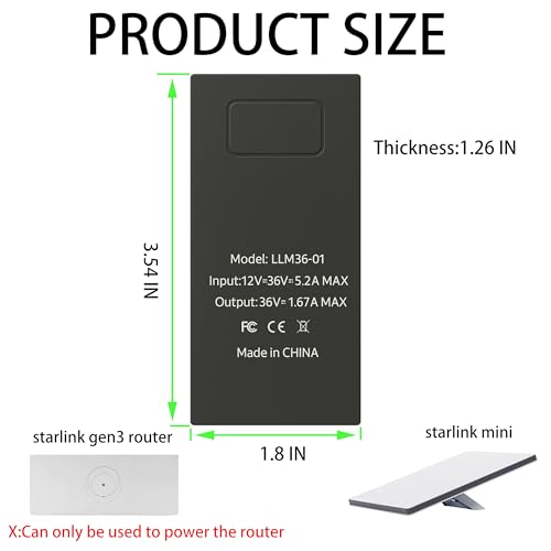 Image of for Starlink Mini 12V Adapter-12V /36V to 36V Input Battery Modification Converter, 100cm Cable Waterproof DC Female Port, Compatible with Max 30m /100Ft+Starlink Mini Power Cable