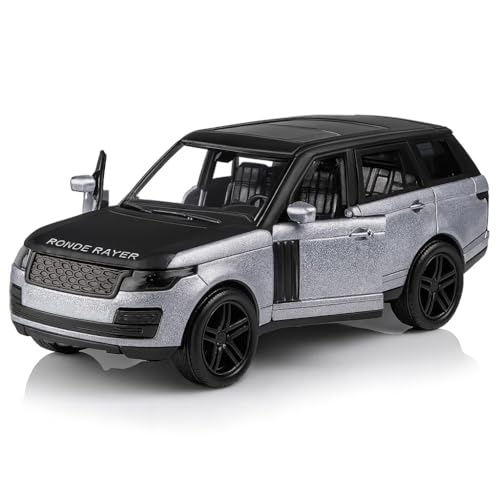 Image of 1:36 Scale Range Rover Toy Car - Die-Cast Alloy Pull-Back SUV Model with Lights & Sound, Openable Doors - Metal Toy Car for Kids, Boys & Collectors (Grey)