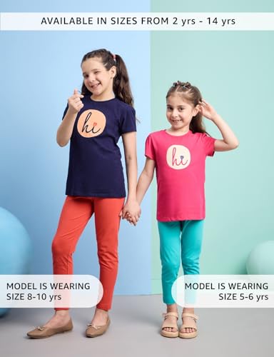 Image of Amazon Brand - Symbol Girl's Cotton Jersey Stretchable Leggings | Ankle Length | Aged 2-14 Years