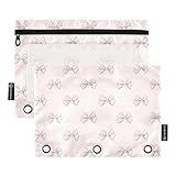 KICPOAY Pencil Pouch for 3 Ring Binder Cute Beautiful Pink Bows 2 Pack Clear Window Pencil Bags with Zipper Pencil Case