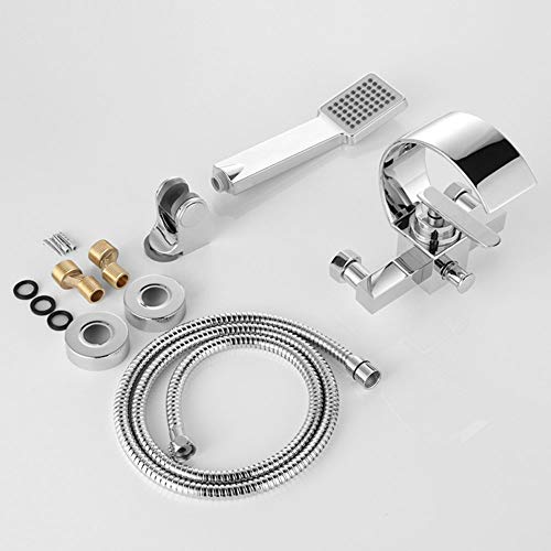 Système de douche mural avec douchette laiton et mitigeur de baignoire chrome - 6