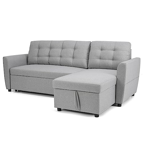 Buy COSTWAY 3 Seater Pull out Sofa Bed, LShaped Corner Sofa Settee