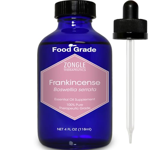 Frankincense Essential Oil Food Grade for Face Dark Circles 100% Pure Frankincense Resin Oil Boswellia Serrata Edible by Zongle Therapeutics 4 OZ