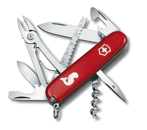 Victorinox Angler Couteau de Poche Suisse, Léger, Multitool, 19 Fonctions, Tire Bouchon, Eailleur à Poissons, Dégorgeoir, Rouge