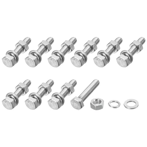 Image of METALLIXITY Hex Head Screws Bolts, Nuts, Flat & Lock Washers Kits (M6-1x30mm) 10 Set, Stainless Steel Fully Threaded Machine Screws Bolt Set - for Home Appliance Equipment