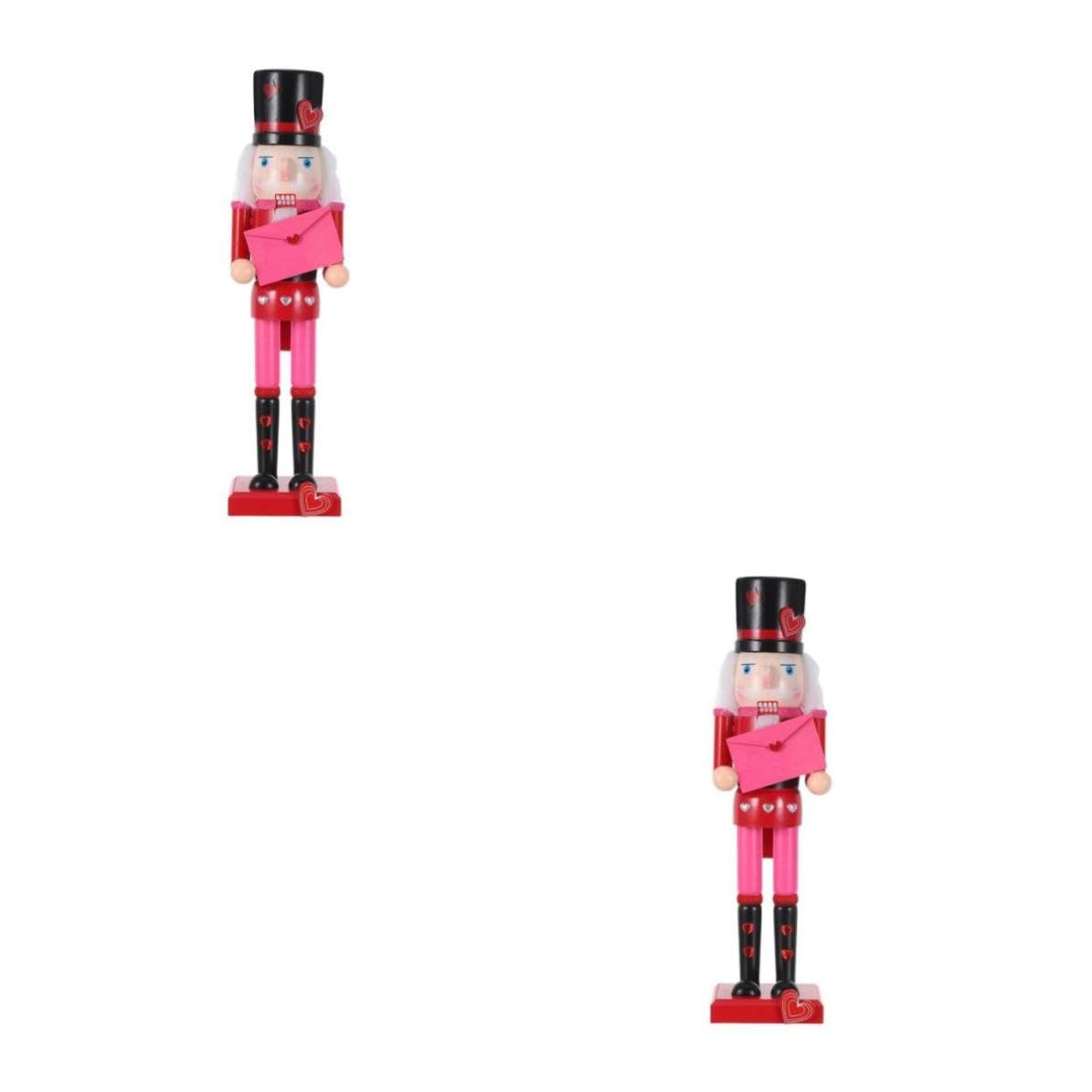 FRCOLOR 2 Piezas Cascanueces de Madera Rojo 36cm con Corazón para San