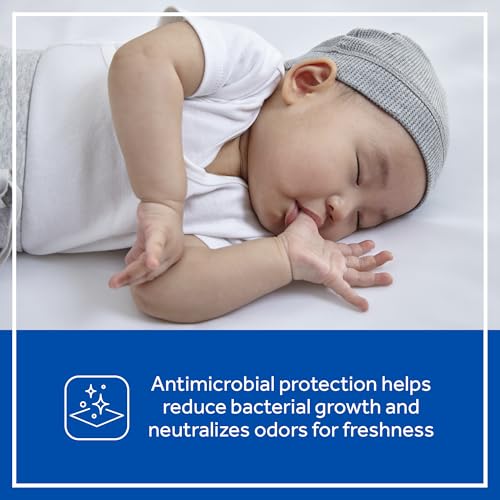 Image of Sealy Baby Allergy Protect Antimicrobial Crib Mattress Protector Pad, Fitted Toddler Bed Cover, Protective Sheet for Boys & Girls Bedding, Waterproof, Machine Washable /Dryer Friendly, 52x28 - White