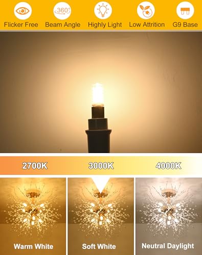 Image of BAOMING G9 LED Bulb Dimmable 4W 3000K Warm White 18Pack | 40 Watt T4 G9 Halogen Equivalent 120V No-Flicker, Chandelier Lighting 450LM for Chandelier Wall Sconce