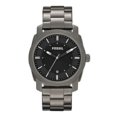 Fossil Orologio Machine da uomo, movimento al quarzo, cassa in acciaio inossidabile fumé da 42 mm con bracciale in acciaio inossidabile, FS4774, Grigio scuro
