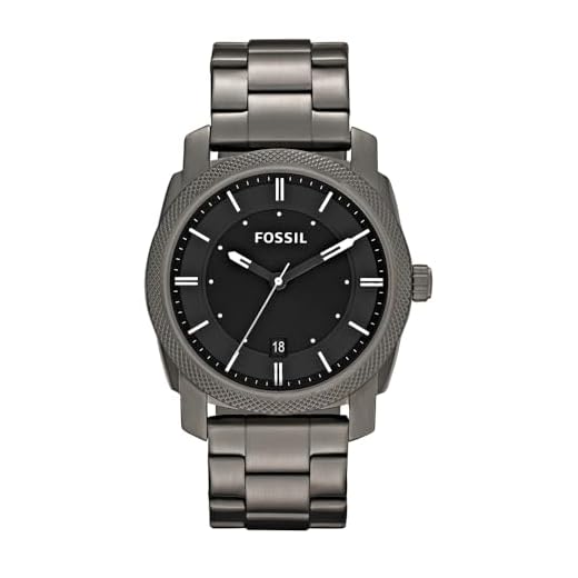 Fossil Reloj para hombre Machine, movimiento de cuarzo, caja de acero ahumado de 42 mm con correa de acero, FS4774