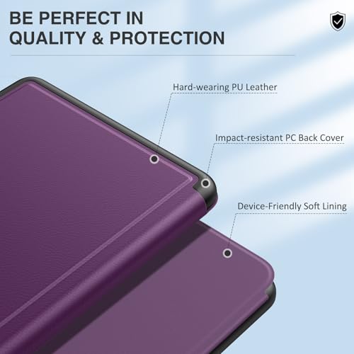 MoKo Case for All-New 7\" E-Reader (12th Generation-2024) and E-Reader Colorsoft Signature Edition 2024, Origami Standing Shell Case with Magnetic PC Back Cover, Lychee Deep Purple