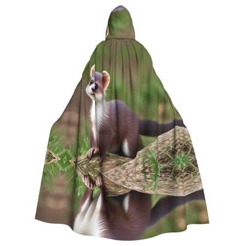 WHJSHOP La cape à capuche pour adulte avec motif de belette mignonne est une cape super grande, confortable et durable