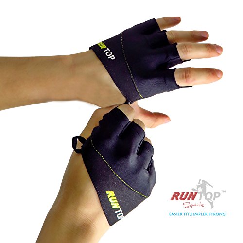 Runtop Workout Gloves Weight Lifting Grips With Silicon Padding Exercise Gloves Perfect For Women Men Cross Training Wods Weightlifting Bodybuilding Powerlifting Gym Fitness (Space Black, M) #TOP2