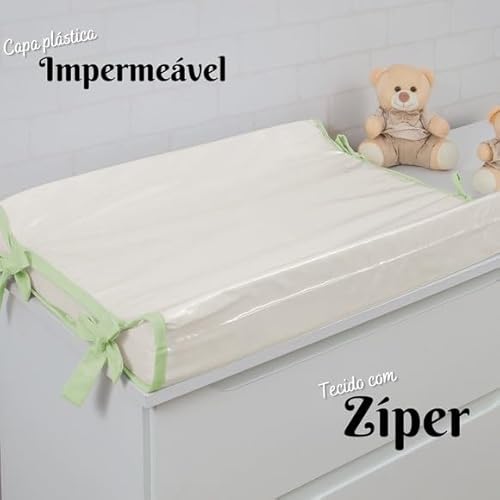 Trocador Americano Comoda Fraldas Impermeável Anatomico Com Abas Bebê Enxovais Capa Plástica Off Whi