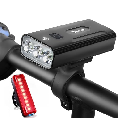 3000 Lumen Super Bright Bike Lights,5200mAh Runtime 10+ Hours,Rechargeable Bicycle
