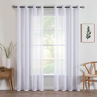 MIULEE 2 Panels Sheer Window Curtains Elegant Window Voile Panels/Drapes/Treatment for Bedroom Living Room 54''W x 57''L Grommet Top White